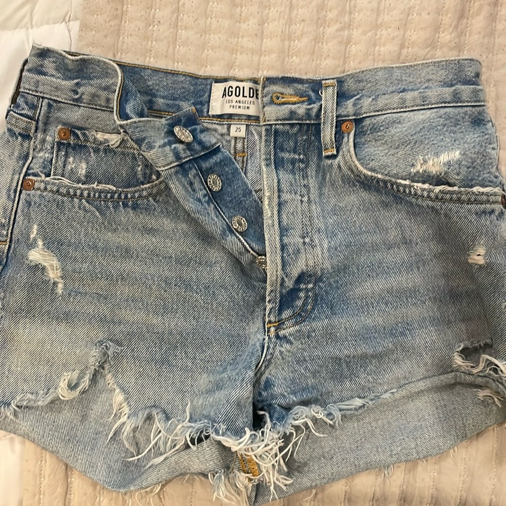 Agolde button fly cut off Jean shorts